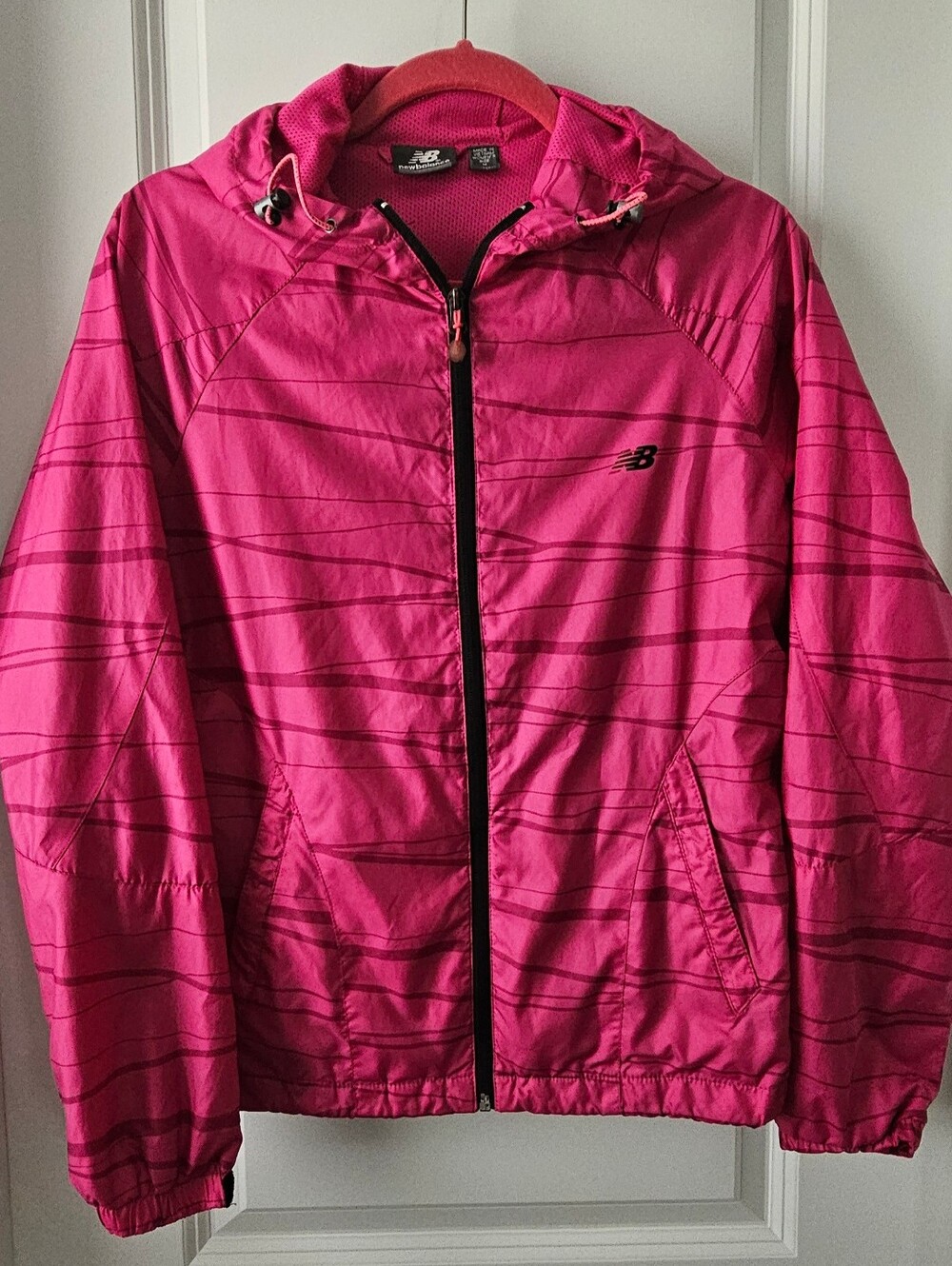 New Balance Pink Striped Windbreaker Jacket